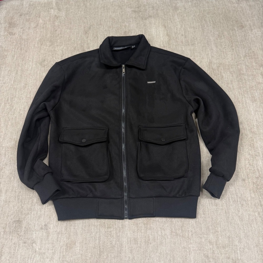 Members Only Black Zip Jacket Mens Small Stretch Casual Bomber Style